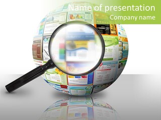 A Magnifying Glass On Top Of A Colorful Globe PowerPoint Template