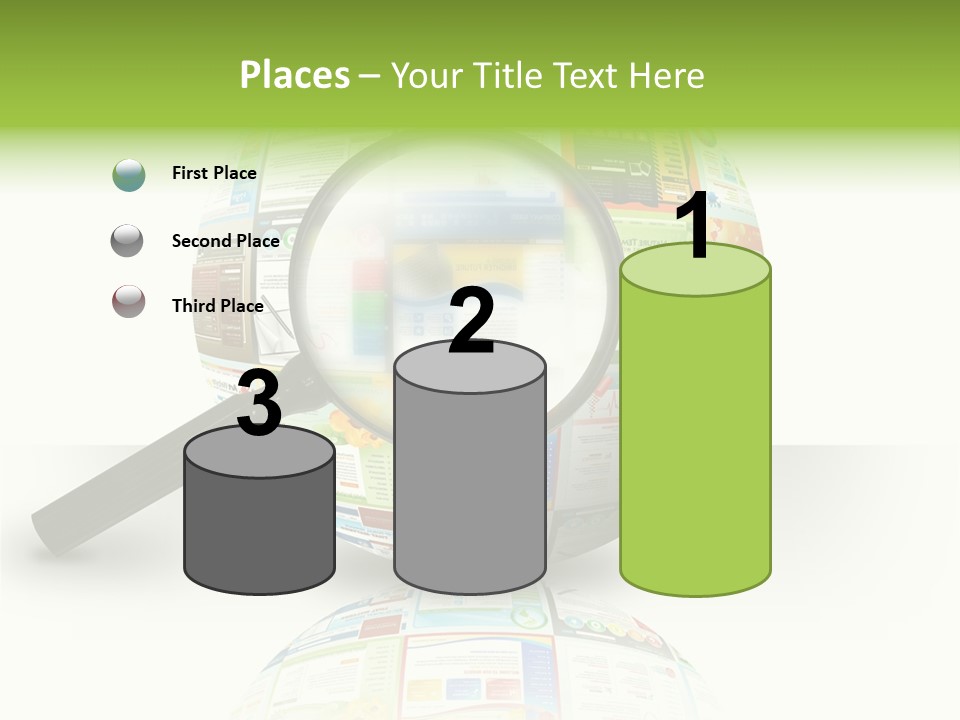 A Magnifying Glass On Top Of A Colorful Globe PowerPoint Template