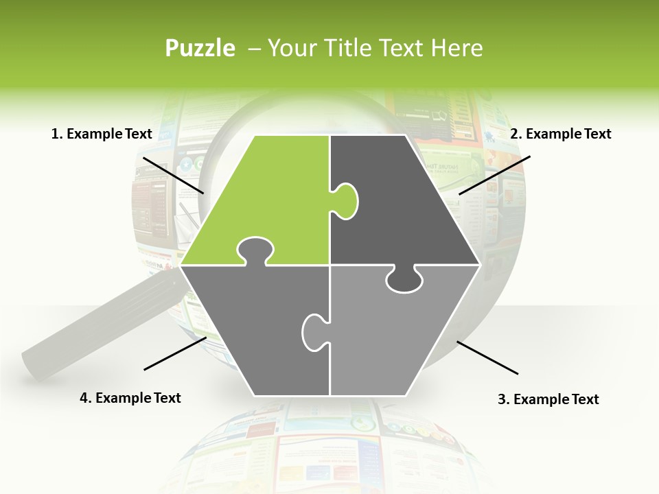 A Magnifying Glass On Top Of A Colorful Globe PowerPoint Template