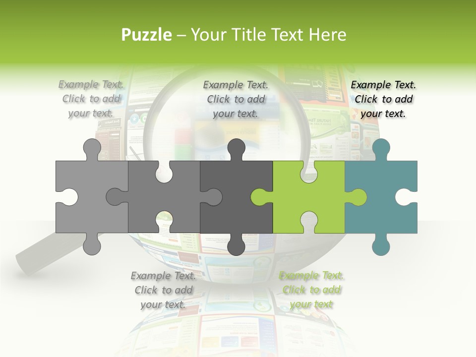 A Magnifying Glass On Top Of A Colorful Globe PowerPoint Template