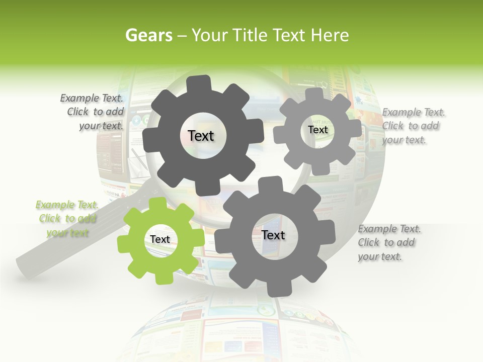 A Magnifying Glass On Top Of A Colorful Globe PowerPoint Template