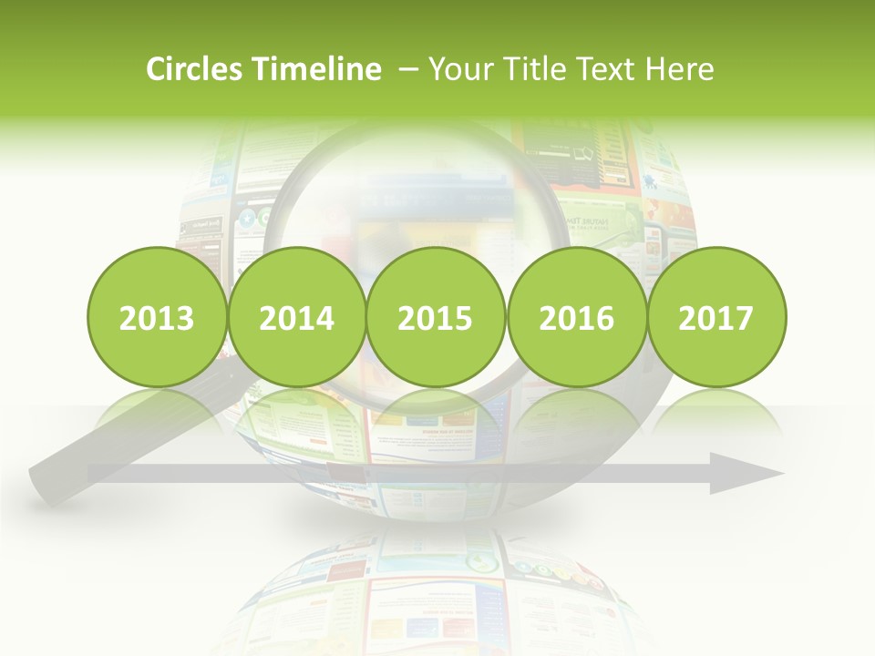 A Magnifying Glass On Top Of A Colorful Globe PowerPoint Template