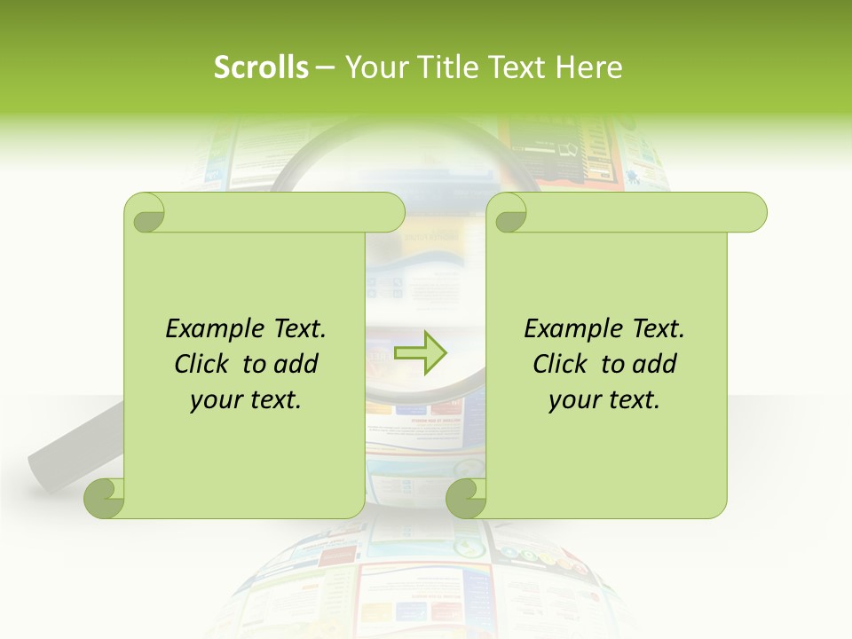 A Magnifying Glass On Top Of A Colorful Globe PowerPoint Template
