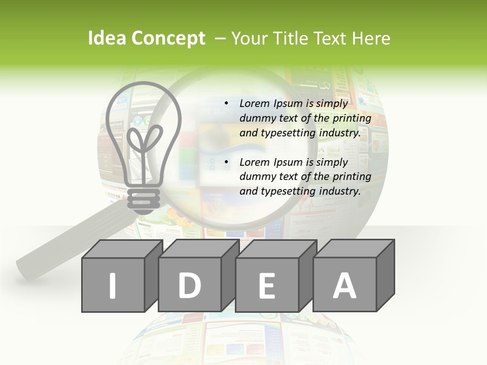 A Magnifying Glass On Top Of A Colorful Globe PowerPoint Template