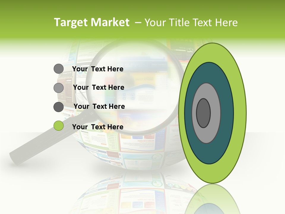 A Magnifying Glass On Top Of A Colorful Globe PowerPoint Template