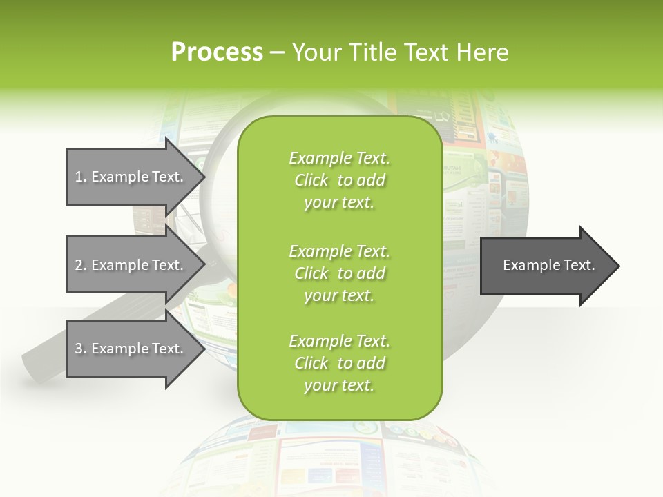 A Magnifying Glass On Top Of A Colorful Globe PowerPoint Template