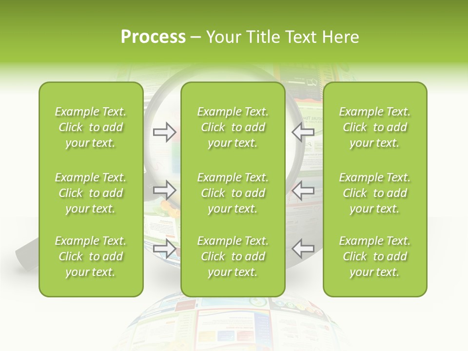 A Magnifying Glass On Top Of A Colorful Globe PowerPoint Template