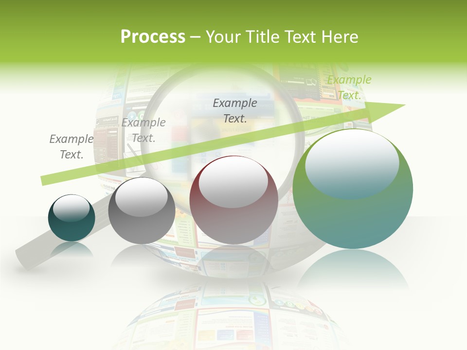 A Magnifying Glass On Top Of A Colorful Globe PowerPoint Template