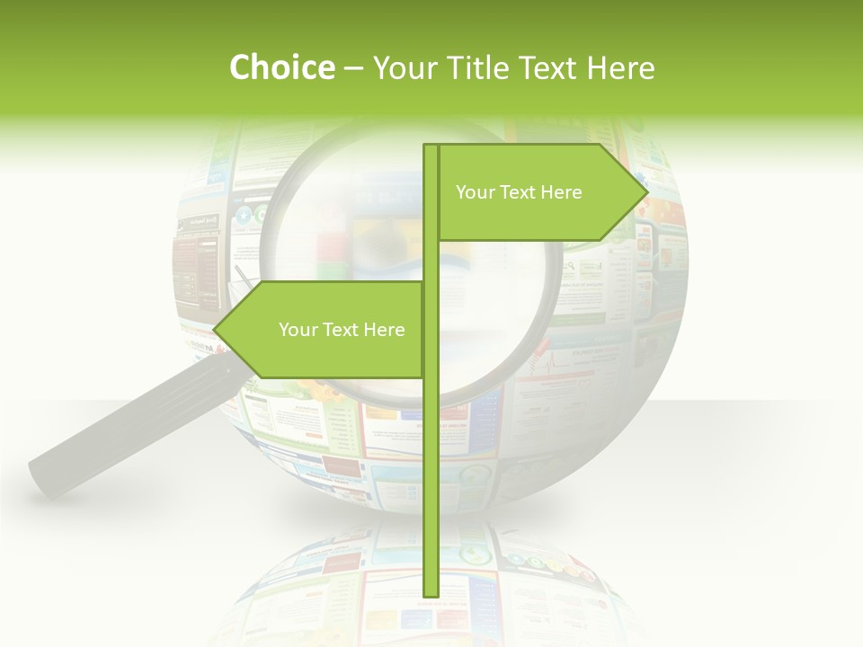 A Magnifying Glass On Top Of A Colorful Globe PowerPoint Template