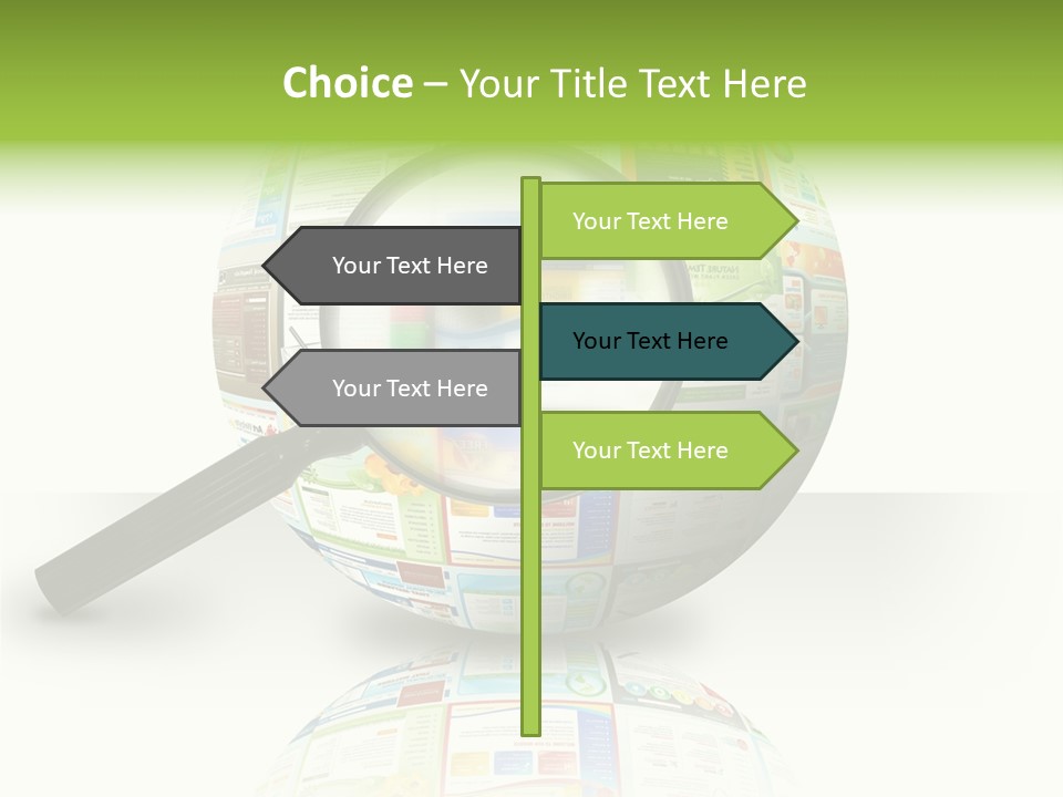 A Magnifying Glass On Top Of A Colorful Globe PowerPoint Template