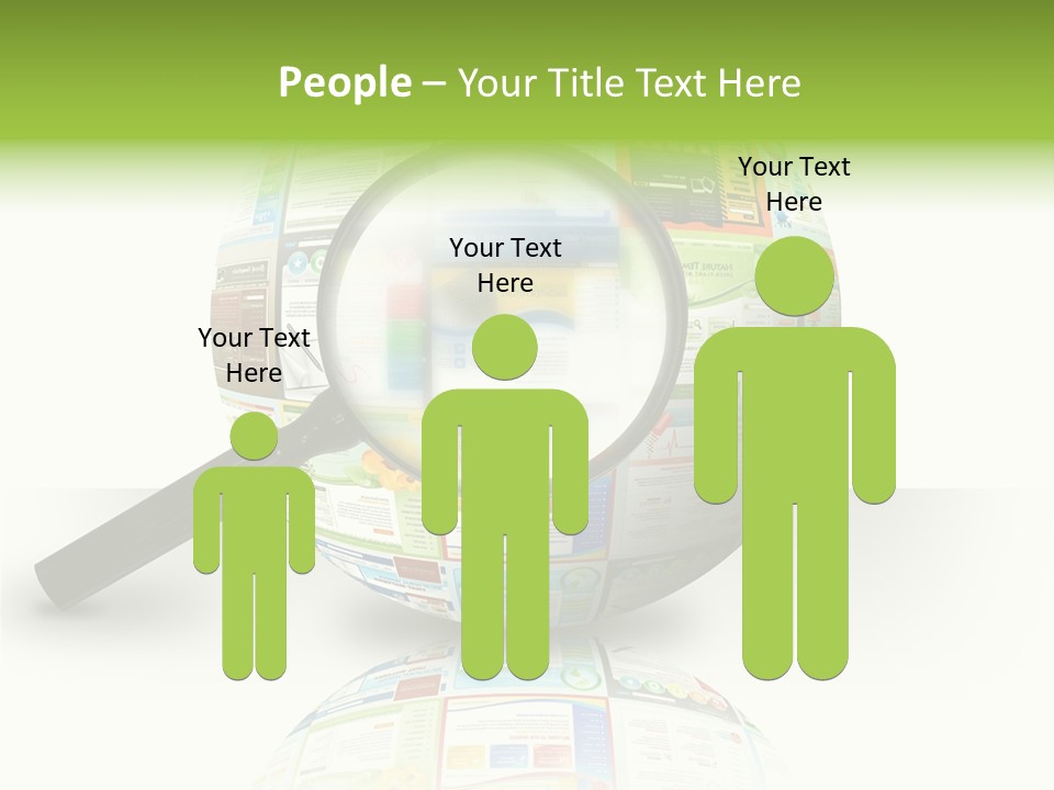 A Magnifying Glass On Top Of A Colorful Globe PowerPoint Template