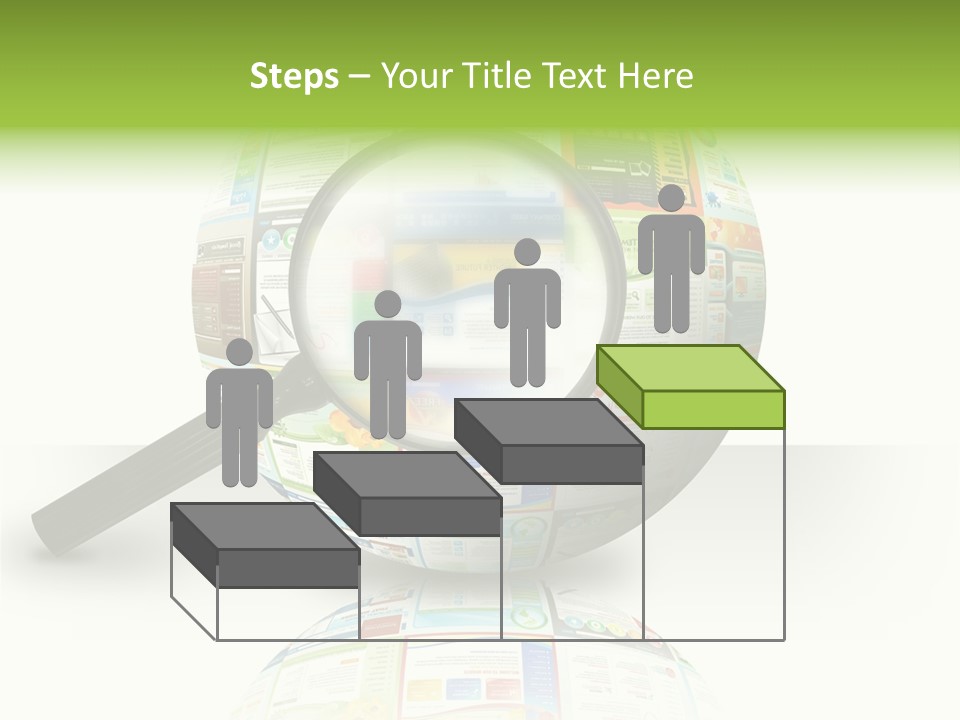 A Magnifying Glass On Top Of A Colorful Globe PowerPoint Template