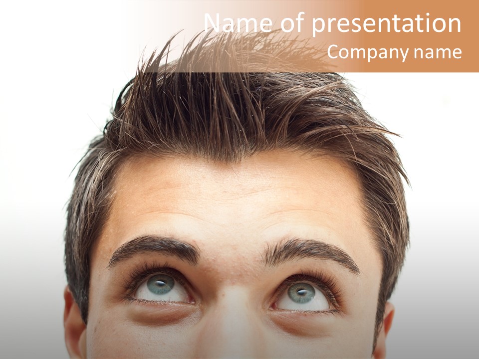 Caucasian Hair Think PowerPoint Template