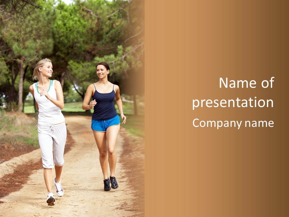 Two Women Health Friends PowerPoint Template