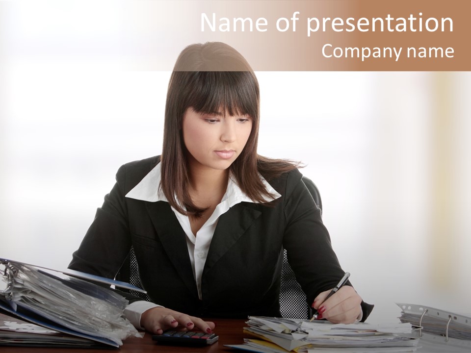 Brunette Banking  PowerPoint Template