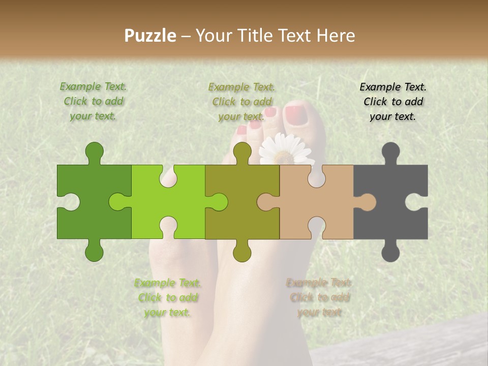 A Woman's Feet With Red Nail Polish And A Flower On Her Toe PowerPoint Template