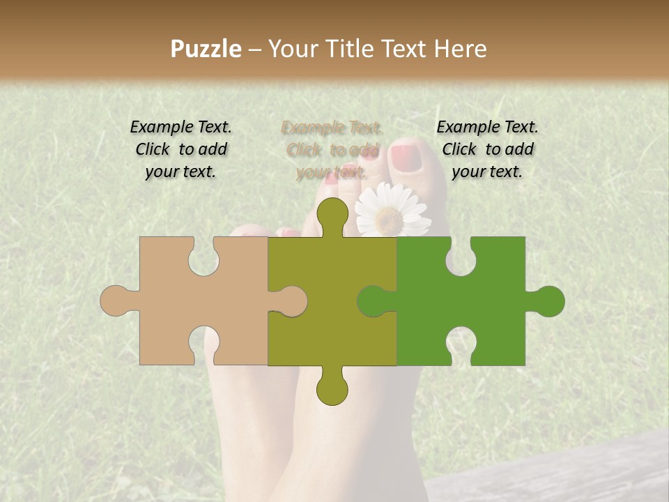 A Woman's Feet With Red Nail Polish And A Flower On Her Toe PowerPoint Template