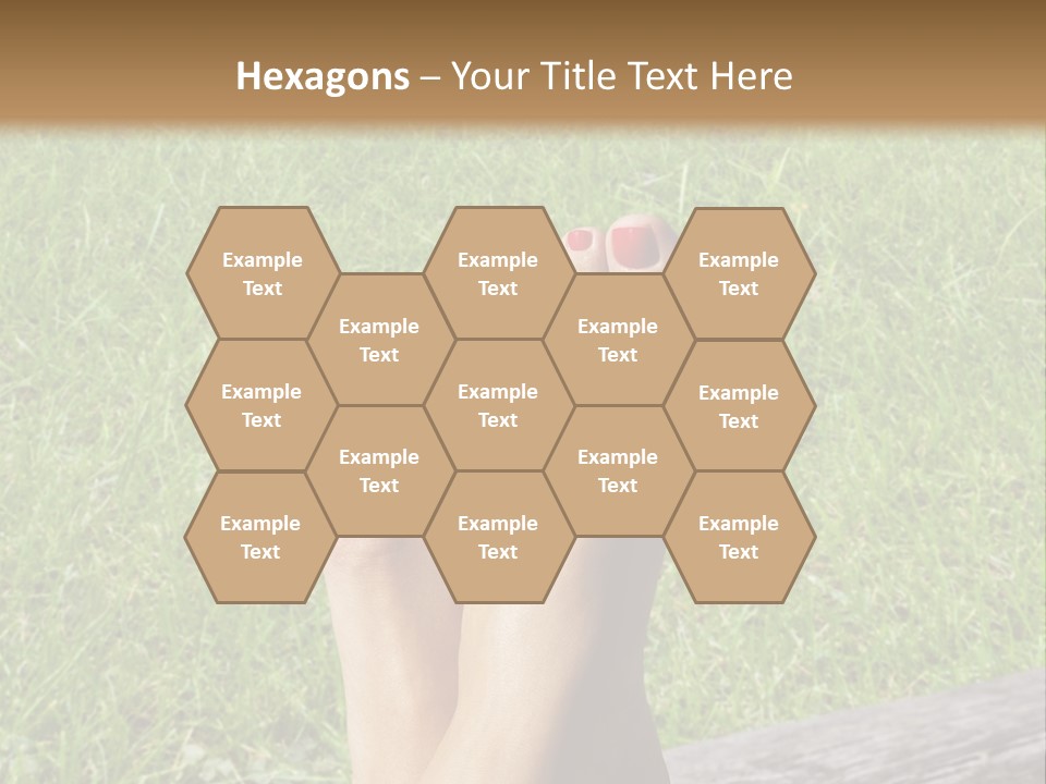 A Woman's Feet With Red Nail Polish And A Flower On Her Toe PowerPoint Template