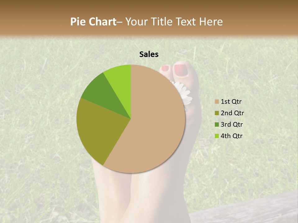 A Woman's Feet With Red Nail Polish And A Flower On Her Toe PowerPoint Template