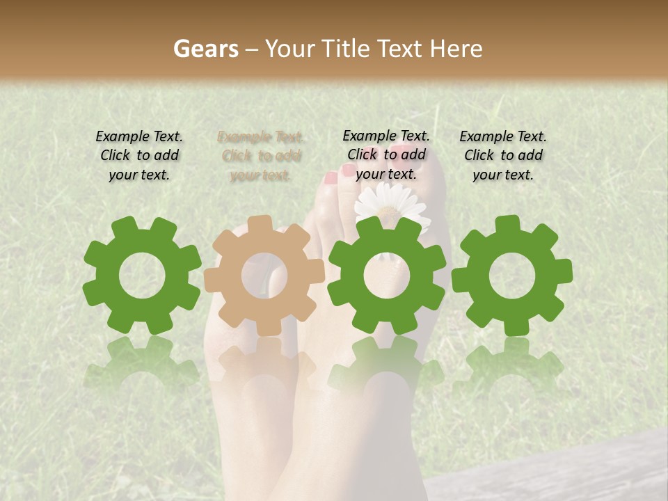 A Woman's Feet With Red Nail Polish And A Flower On Her Toe PowerPoint Template