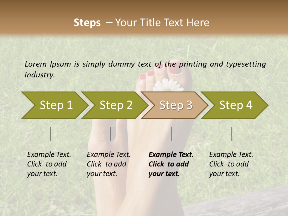 A Woman's Feet With Red Nail Polish And A Flower On Her Toe PowerPoint Template