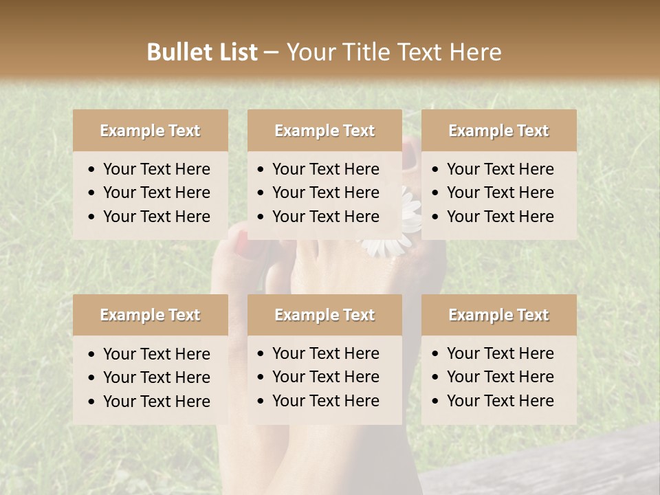 A Woman's Feet With Red Nail Polish And A Flower On Her Toe PowerPoint Template