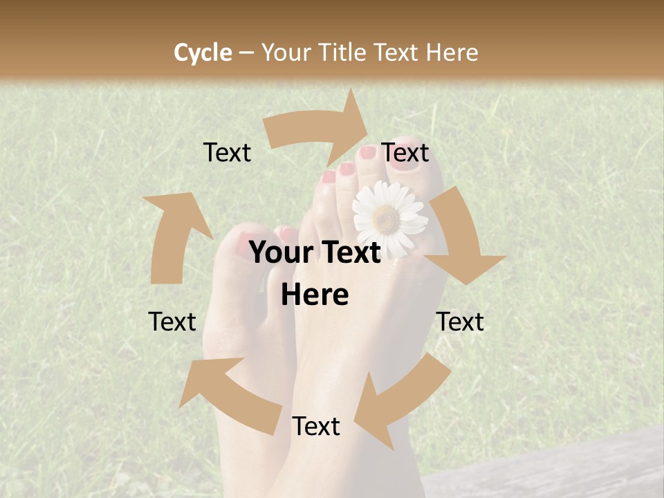 A Woman's Feet With Red Nail Polish And A Flower On Her Toe PowerPoint Template