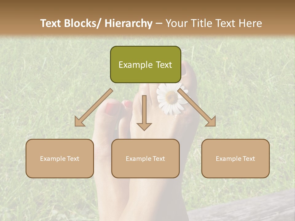 A Woman's Feet With Red Nail Polish And A Flower On Her Toe PowerPoint Template