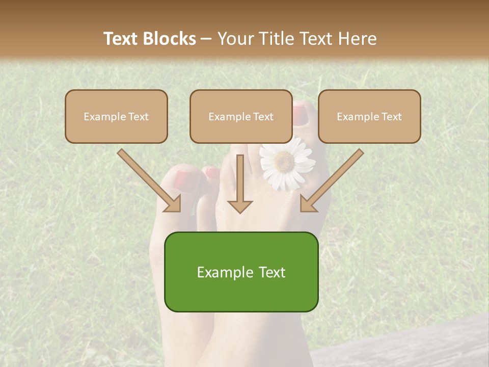 A Woman's Feet With Red Nail Polish And A Flower On Her Toe PowerPoint Template