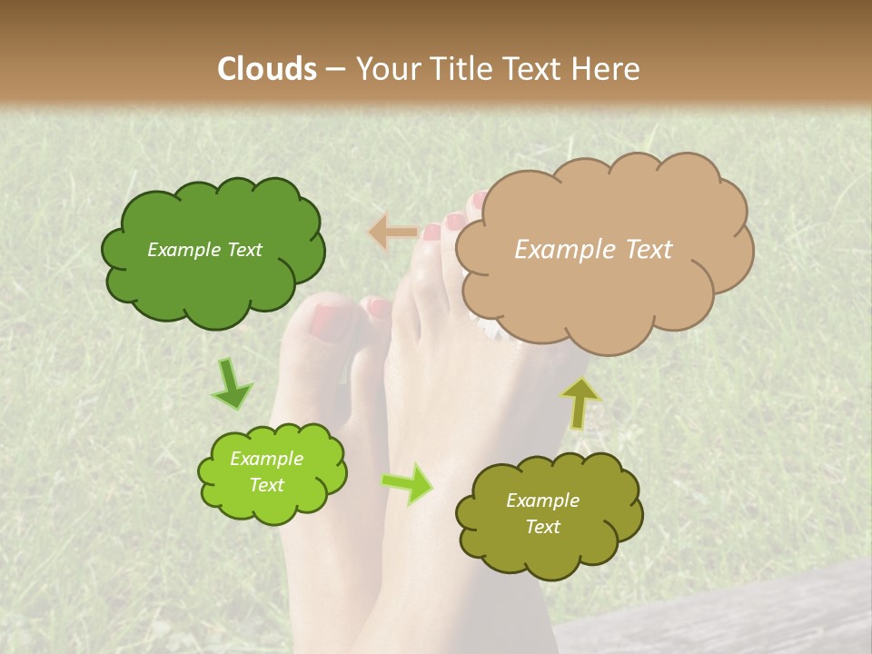 A Woman's Feet With Red Nail Polish And A Flower On Her Toe PowerPoint Template