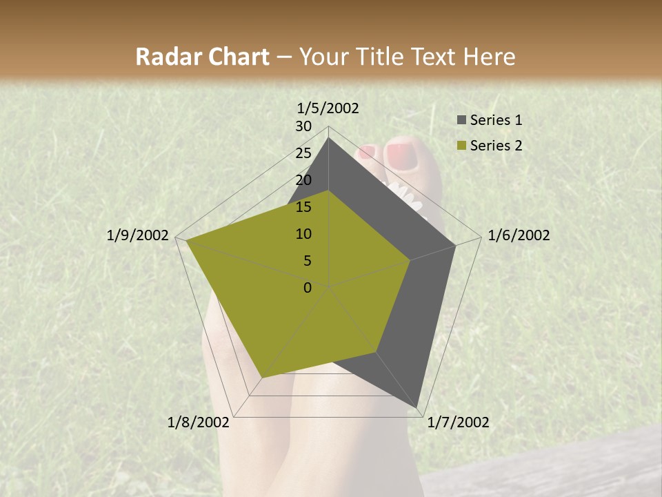 A Woman's Feet With Red Nail Polish And A Flower On Her Toe PowerPoint Template