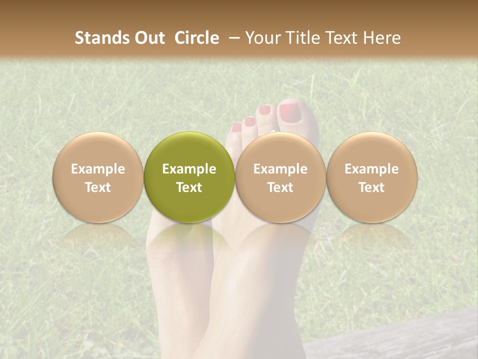 A Woman's Feet With Red Nail Polish And A Flower On Her Toe PowerPoint Template