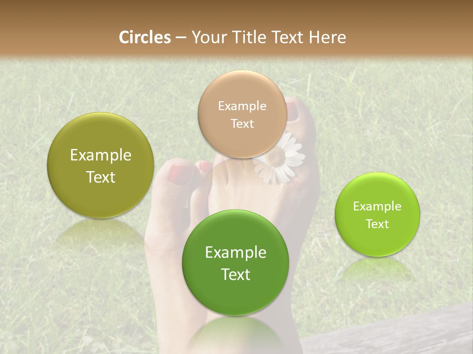 A Woman's Feet With Red Nail Polish And A Flower On Her Toe PowerPoint Template