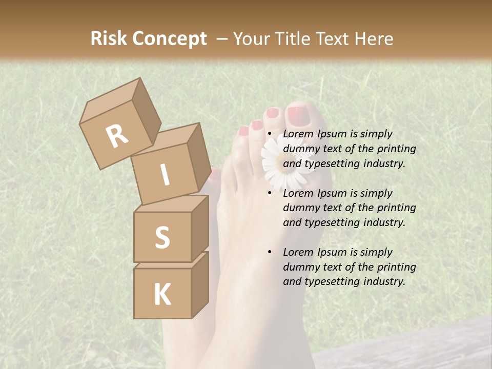 A Woman's Feet With Red Nail Polish And A Flower On Her Toe PowerPoint Template