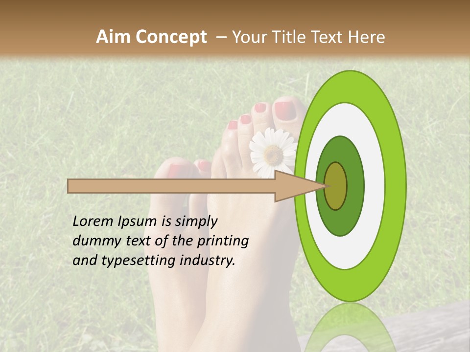 A Woman's Feet With Red Nail Polish And A Flower On Her Toe PowerPoint Template