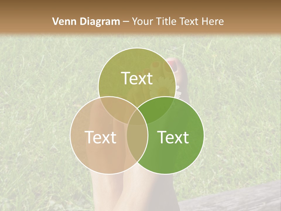 A Woman's Feet With Red Nail Polish And A Flower On Her Toe PowerPoint Template