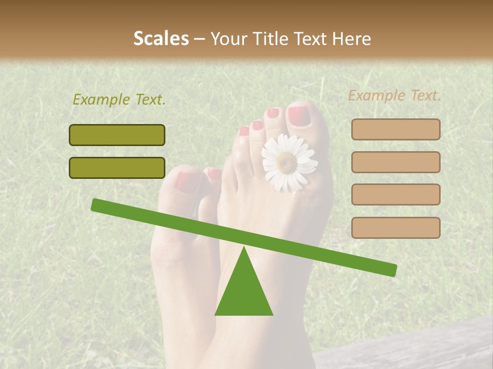 A Woman's Feet With Red Nail Polish And A Flower On Her Toe PowerPoint Template