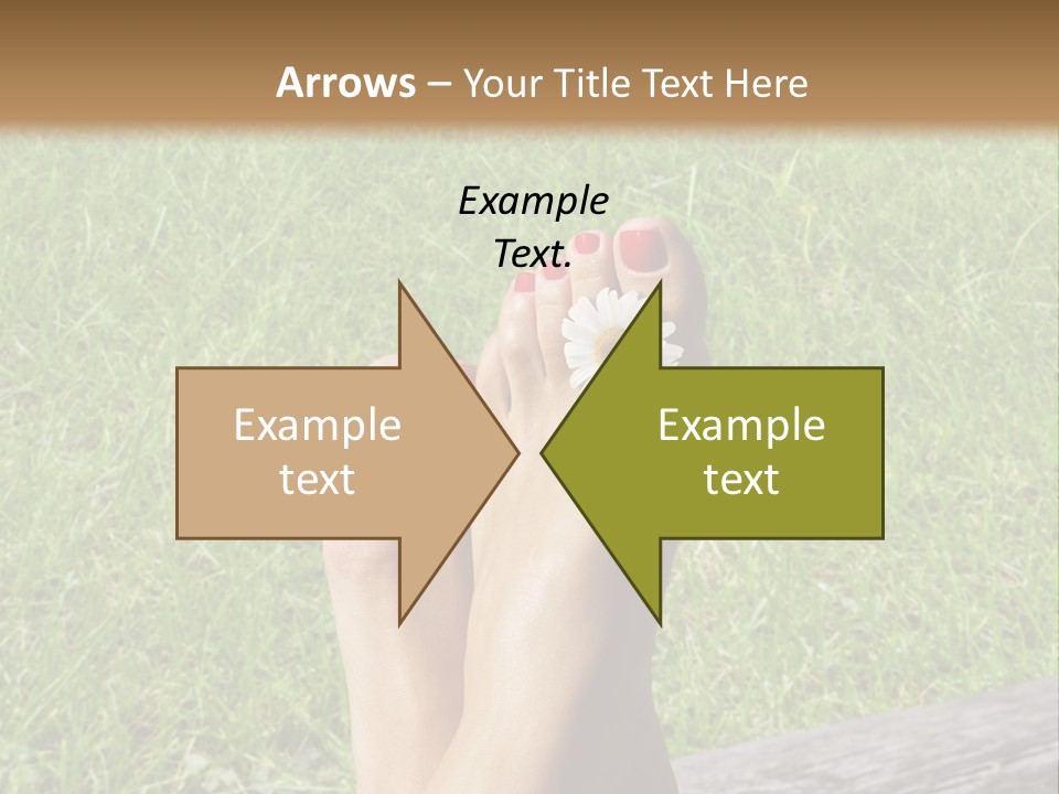 A Woman's Feet With Red Nail Polish And A Flower On Her Toe PowerPoint Template