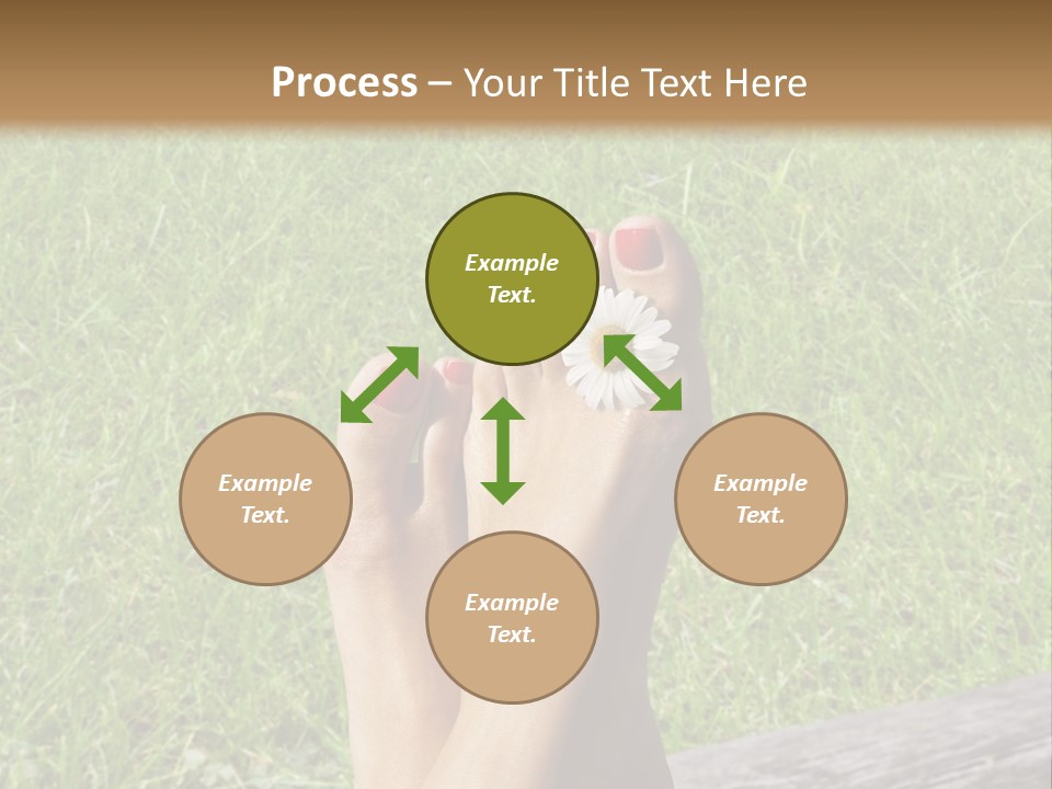 A Woman's Feet With Red Nail Polish And A Flower On Her Toe PowerPoint Template