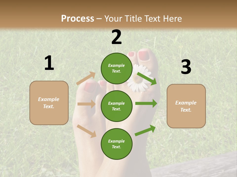 A Woman's Feet With Red Nail Polish And A Flower On Her Toe PowerPoint Template