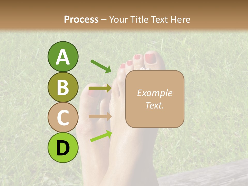 A Woman's Feet With Red Nail Polish And A Flower On Her Toe PowerPoint Template