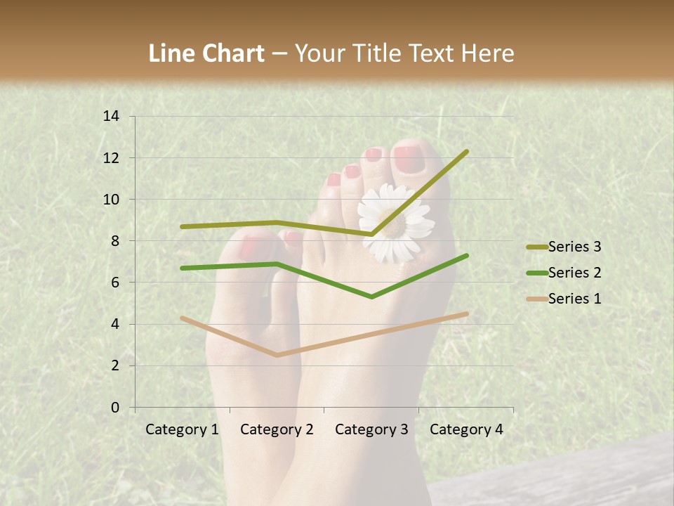 A Woman's Feet With Red Nail Polish And A Flower On Her Toe PowerPoint Template