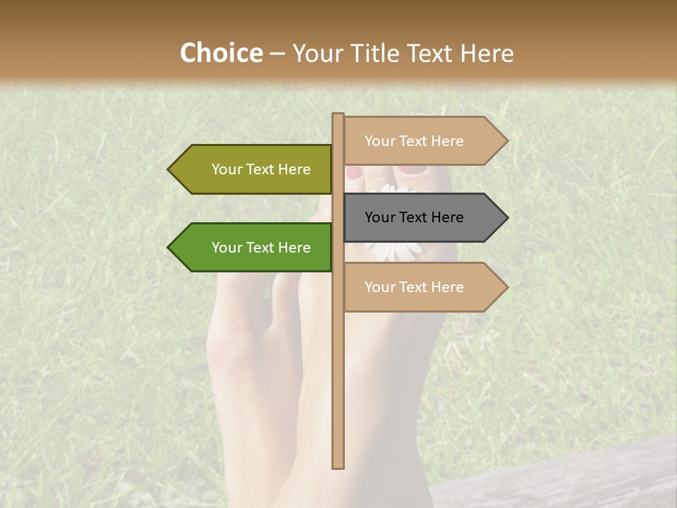 A Woman's Feet With Red Nail Polish And A Flower On Her Toe PowerPoint Template