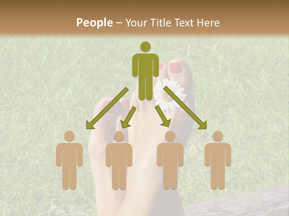 A Woman's Feet With Red Nail Polish And A Flower On Her Toe PowerPoint Template