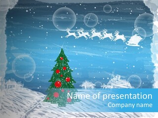 Tree Deer Sled PowerPoint Template