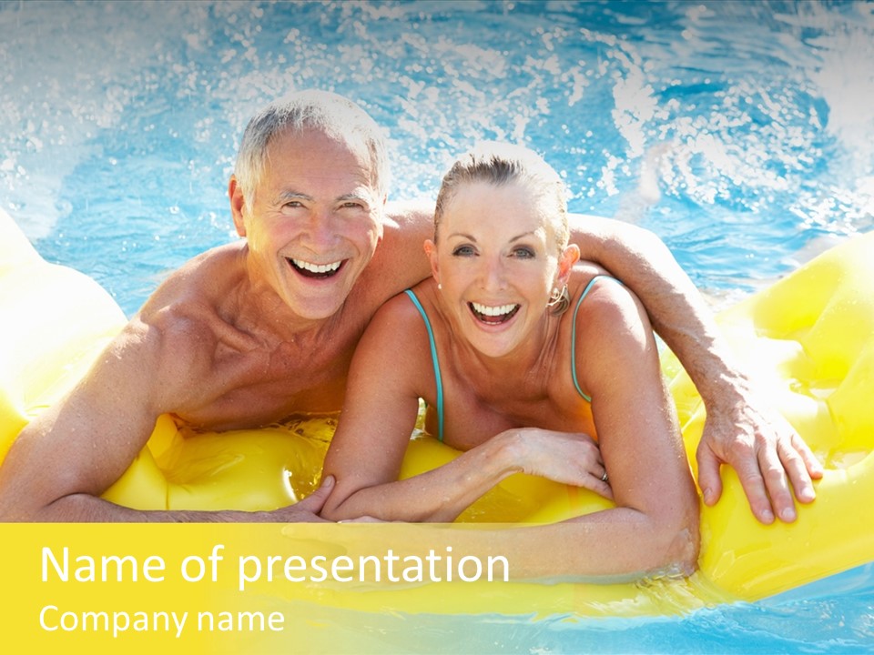 Senior Air Matress Swimming PowerPoint Template