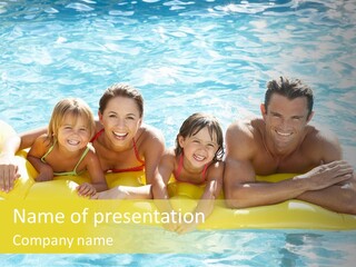 Pool Exterior Air Matress PowerPoint Template