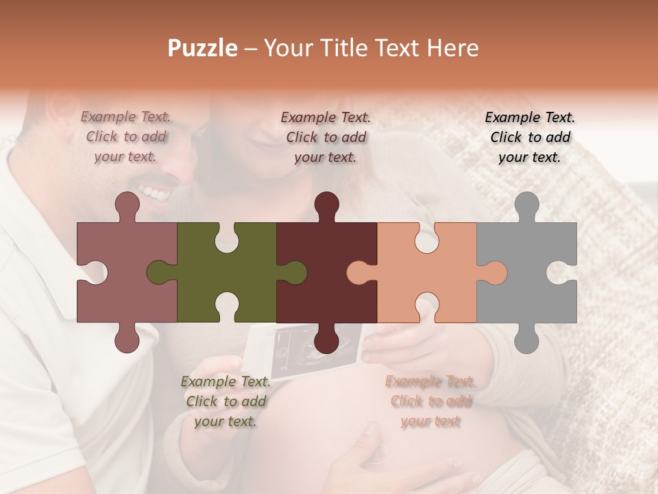 A Man And Woman Sitting On A Couch Looking At A Picture PowerPoint Template