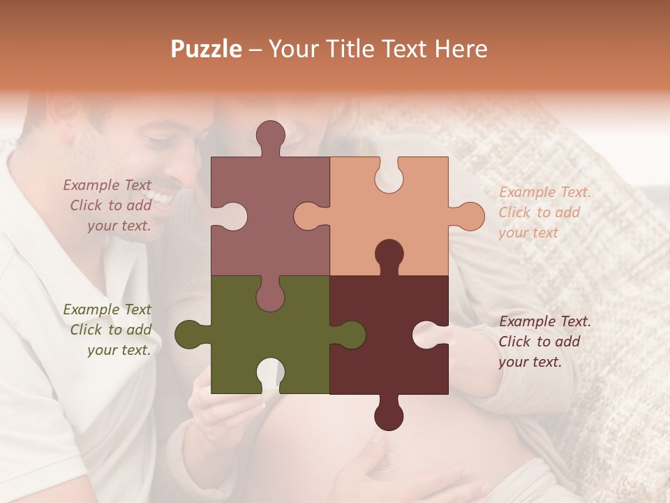 A Man And Woman Sitting On A Couch Looking At A Picture PowerPoint Template