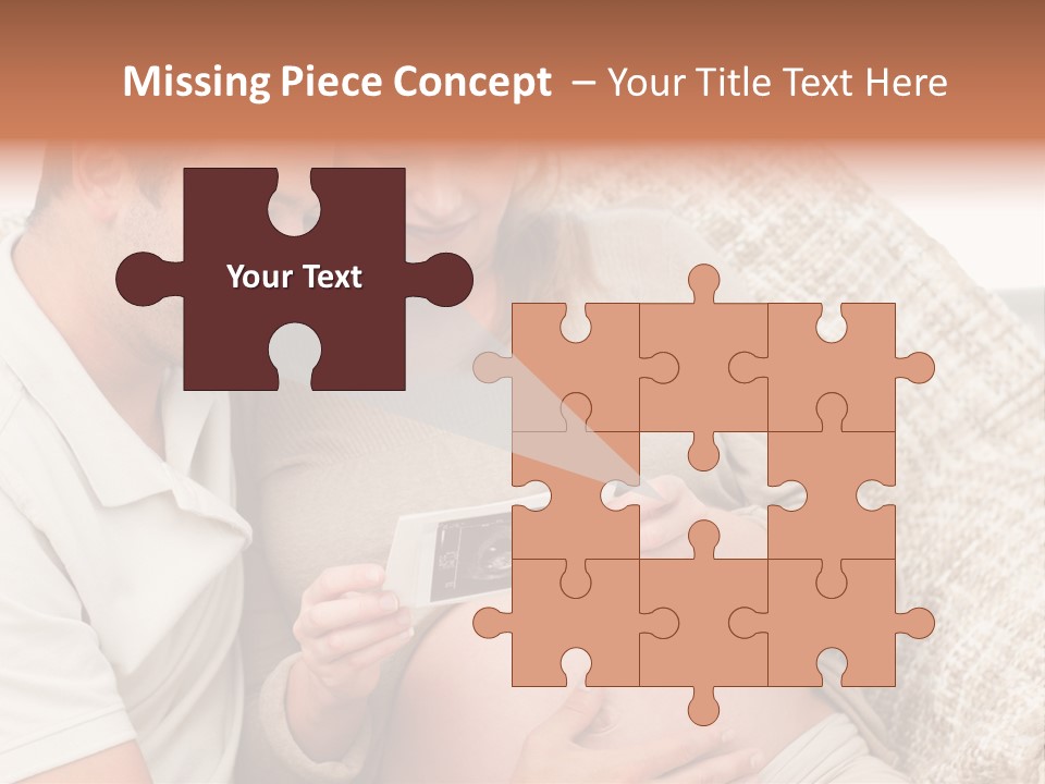 A Man And Woman Sitting On A Couch Looking At A Picture PowerPoint Template